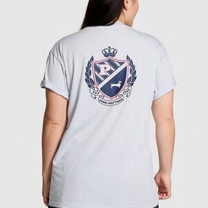 Victoria's Secret PINK Campus Short Sleeve Cotton Tee (Hydrangea Blue)